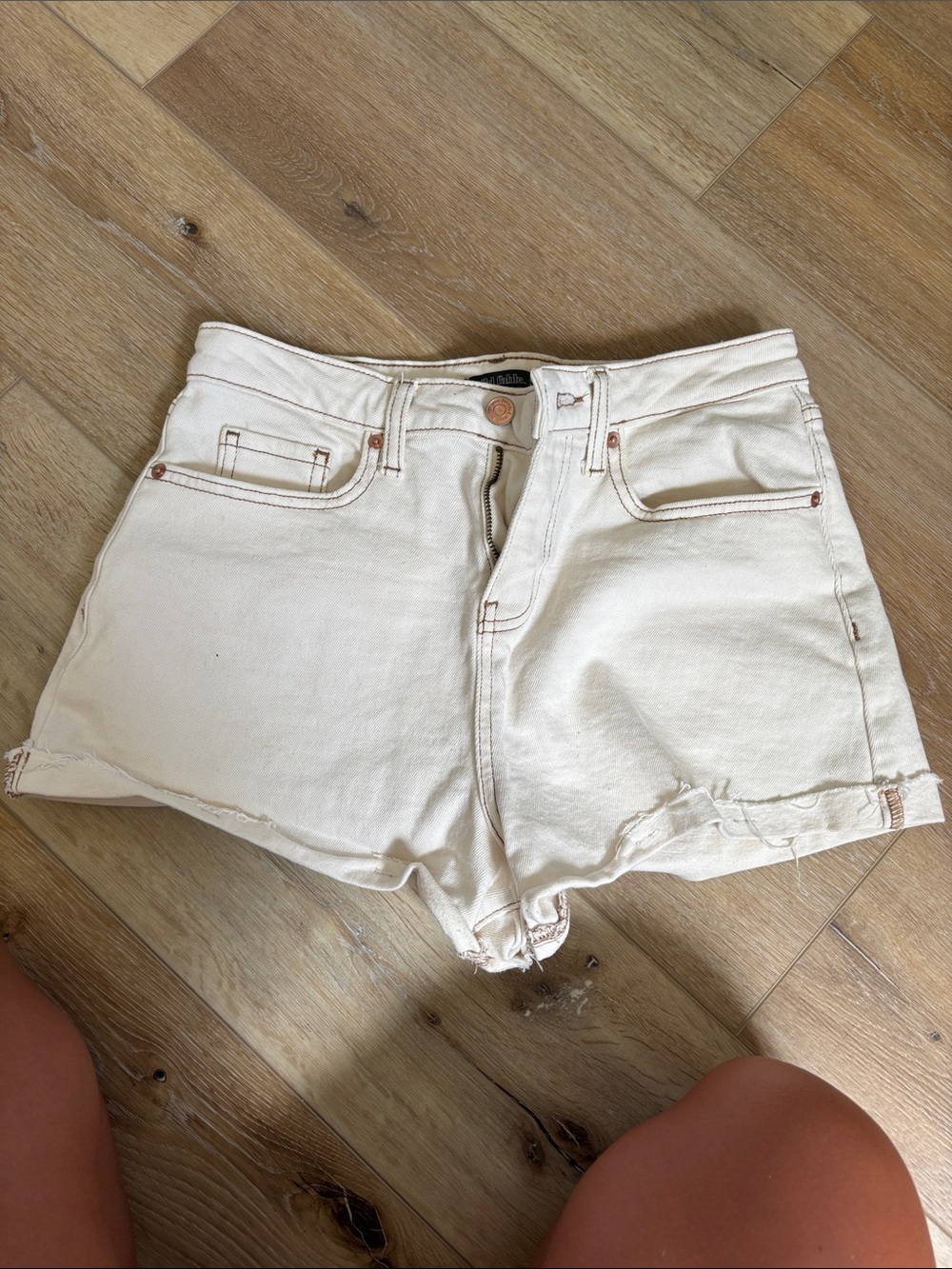 Cream Denim Shorts